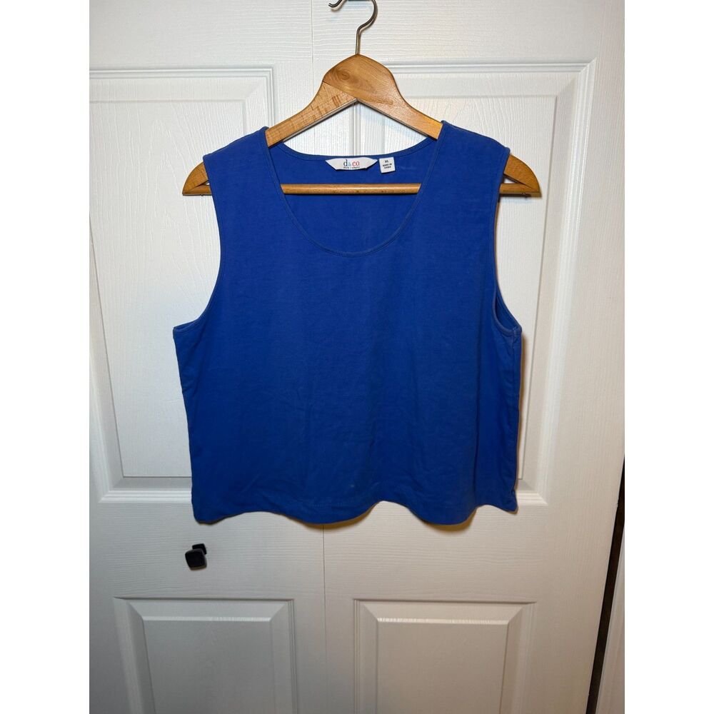D&Co Denim & Company Women's Blue Sleeveless Tank Top XL Stretch Knit